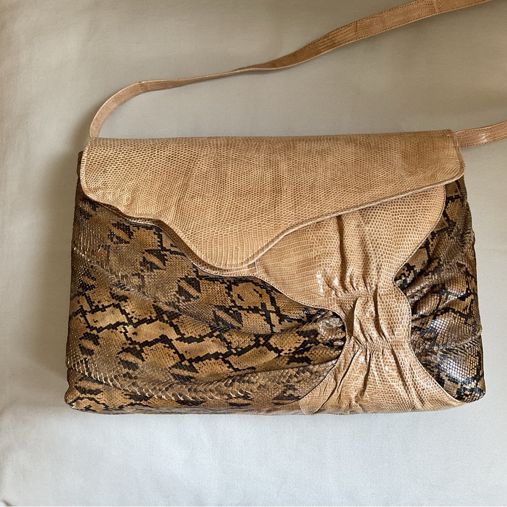 W.A. Thompson & Co Snake Skin Shoulder Bag Convertible Clutch LARGE RARE VINTAGE